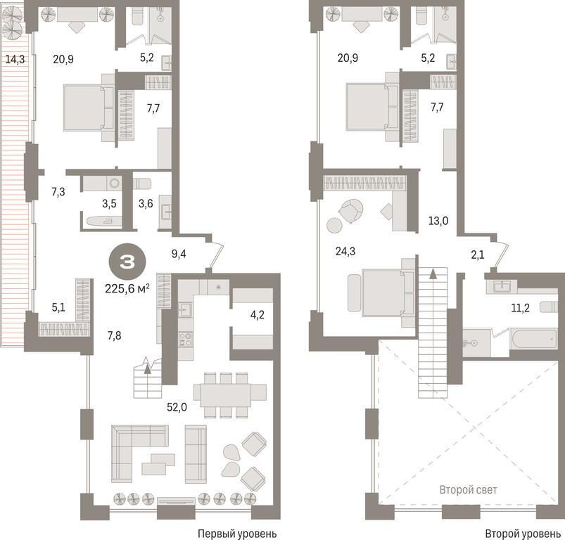 3-BD Apartment Sale, 225.6平方米 at Kvartal «MONS», Ogorodny Drive, Moscow, Russia #1