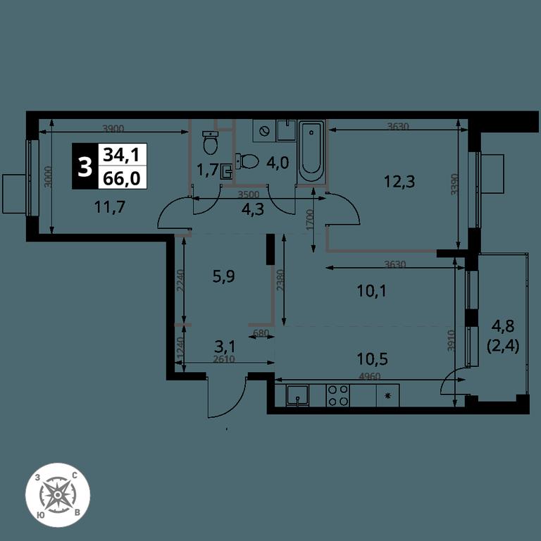 3-BD Apartment Sale, 66 sq. m. at Pervy Sheremetevskij, Komsomolskaya Street, 16, Khimki, Moscow Region, Russia #1 3-BD Apartment Sale, 66 sq. m. at Pervy Sheremetevskij, Komsomolskaya Street, 16, Khimki, Moscow Region, Russia #1