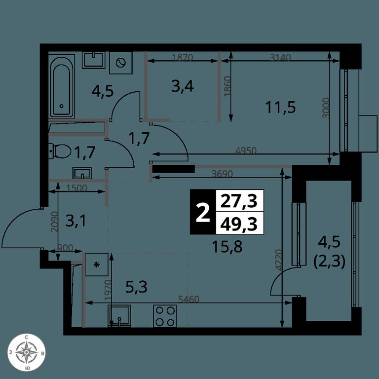 2-BD Apartment Sale, 49.3 sq. m. at 1-y Salarevskiy, Kiyevskoye Highway, Moskovskiy Settlement, Moscow, Russia #2 2-BD Apartment Sale, 49.3 sq. m. at 1-y Salarevskiy, Kiyevskoye Highway, Moskovskiy Settlement, Moscow, Russia #2