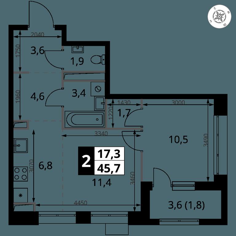 2-BD Apartment Sale, 45.7 sq. m. at 1-y Salarevskiy, Kiyevskoye Highway, Moskovskiy Settlement, Moscow, Russia #2 2-BD Apartment Sale, 45.7 sq. m. at 1-y Salarevskiy, Kiyevskoye Highway, Moskovskiy Settlement, Moscow, Russia #2