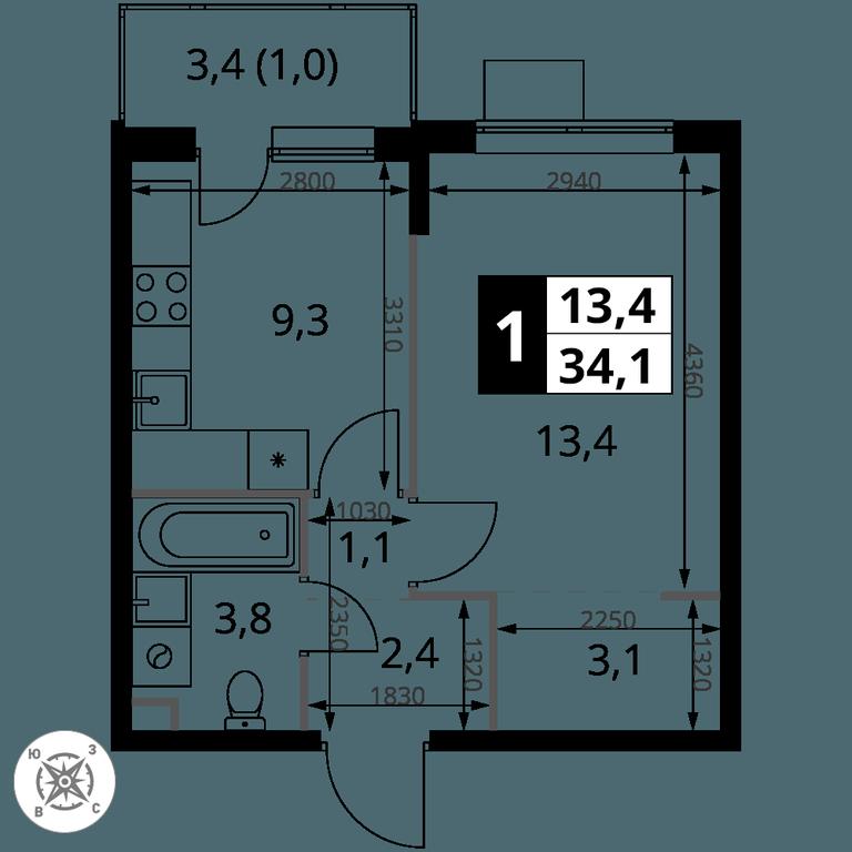 1-BD Apartment Sale, 34.1平方米 at Pervy Sheremetevskij, Komsomolskaya Street, 16, Khimki, Moscow Region, Russia #1 1-BD Apartment Sale, 34.1平方米 at Pervy Sheremetevskij, Komsomolskaya Street, 16, Khimki, Moscow Region, Russia #1