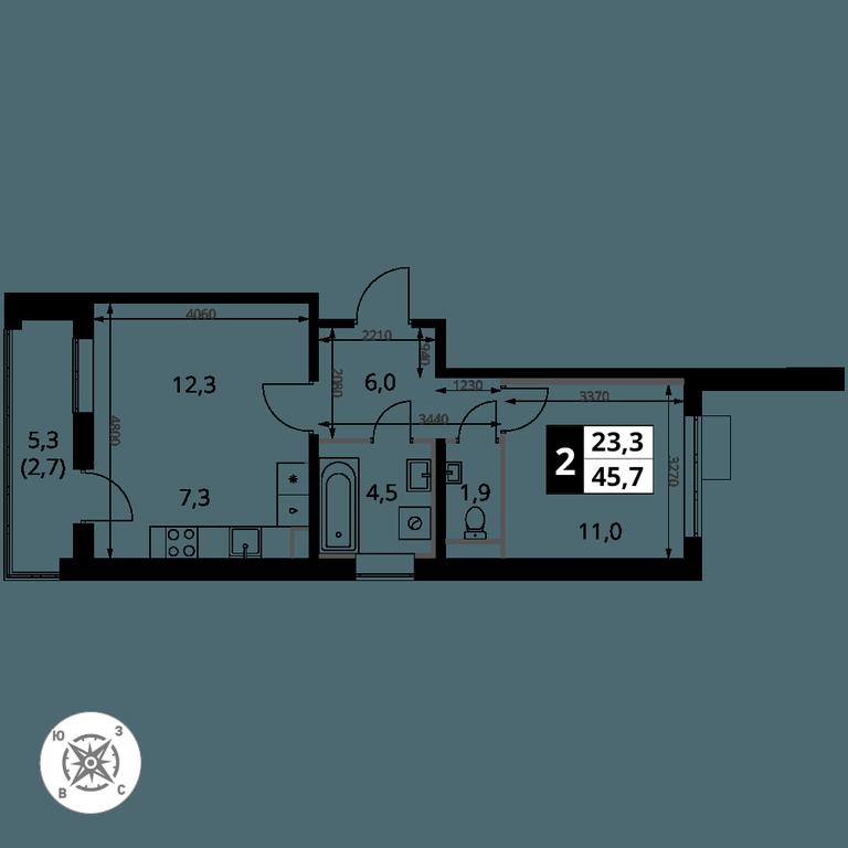 2-BD Apartment Sale, 45.7 sq. m. at Pervy Sheremetevskij, Komsomolskaya Street, 16, Khimki, Moscow Region, Russia #2 2-BD Apartment Sale, 45.7 sq. m. at Pervy Sheremetevskij, Komsomolskaya Street, 16, Khimki, Moscow Region, Russia #2