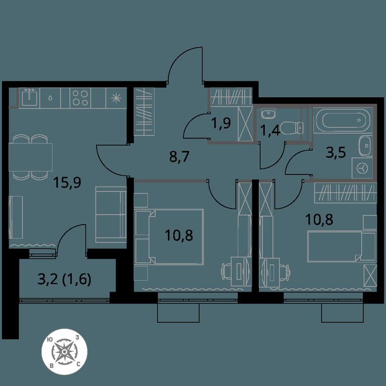 2-BD Apartment Sale, 54.6平方米 at Pervy Sheremetevskij, Komsomolskaya Street, 16, Khimki, Moscow Region, Russia #1 2-BD Apartment Sale, 54.6平方米 at Pervy Sheremetevskij, Komsomolskaya Street, 16, Khimki, Moscow Region, Russia #1