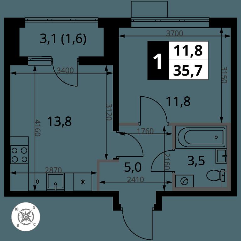 1-BD Apartment Sale, 35.7 sq. m. at Pervy Sheremetevskij, Komsomolskaya Street, 16, Khimki, Moscow Region, Russia #2 1-BD Apartment Sale, 35.7 sq. m. at Pervy Sheremetevskij, Komsomolskaya Street, 16, Khimki, Moscow Region, Russia #2