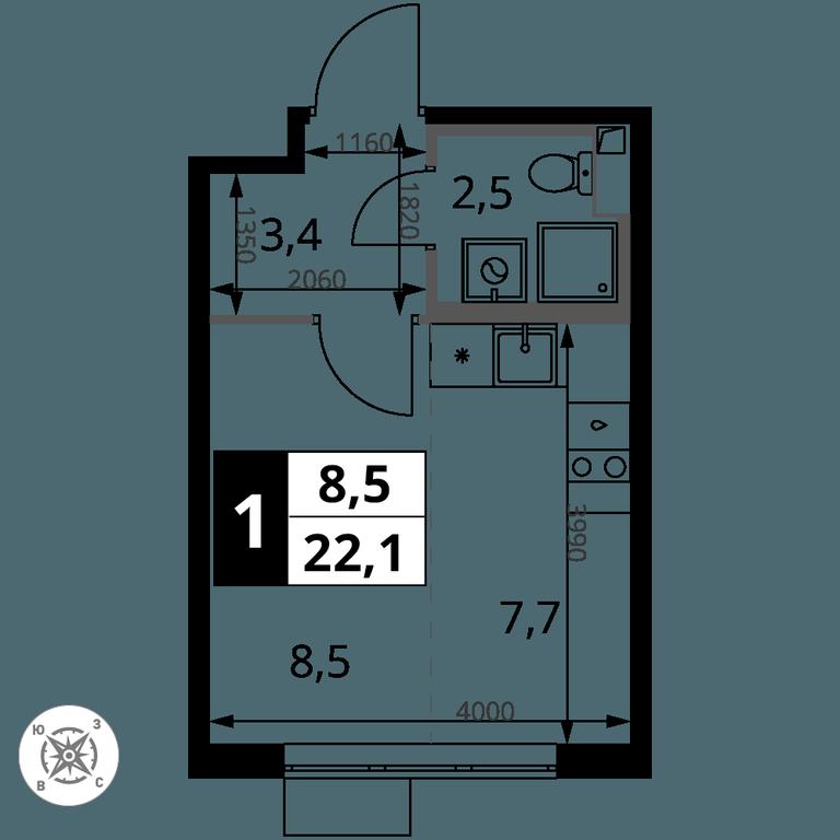 Apartment Sale, 22.1 sq. m. at Pervy Sheremetevskij, Komsomolskaya Street, 16, Khimki, Moscow Region, Russia #2