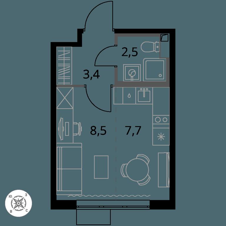 Apartment Sale, 22.1 sq. m. at Pervy Sheremetevskij, Komsomolskaya Street, 16, Khimki, Moscow Region, Russia #1