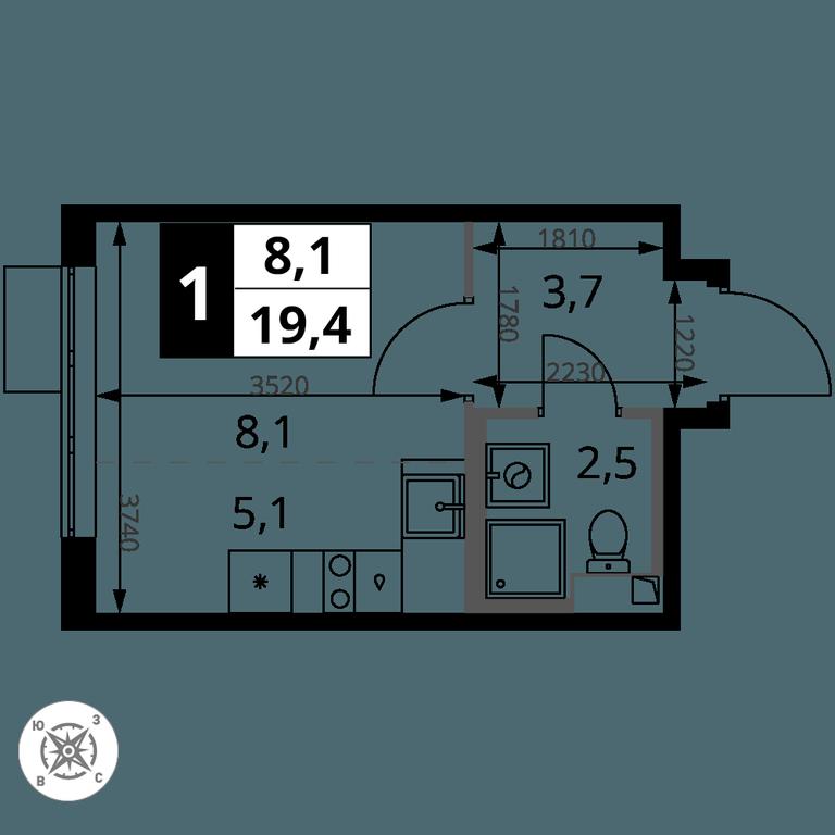 Apartment Sale, 19.4 sq. m. at Pervy Sheremetevskij, Komsomolskaya Street, 16, Khimki, Moscow Region, Russia #2