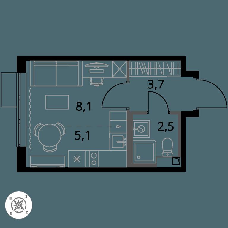 Apartment Sale, 19.4 sq. m. at Pervy Sheremetevskij, Komsomolskaya Street, 16, Khimki, Moscow Region, Russia #1