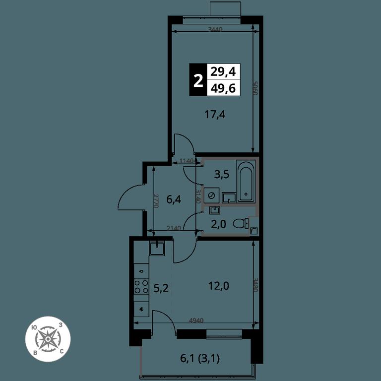 2-BD Apartment Sale, 49.6 sq. m. at Pervy Sheremetevskij, Komsomolskaya Street, 16, Khimki, Moscow Region, Russia #2 2-BD Apartment Sale, 49.6 sq. m. at Pervy Sheremetevskij, Komsomolskaya Street, 16, Khimki, Moscow Region, Russia #2