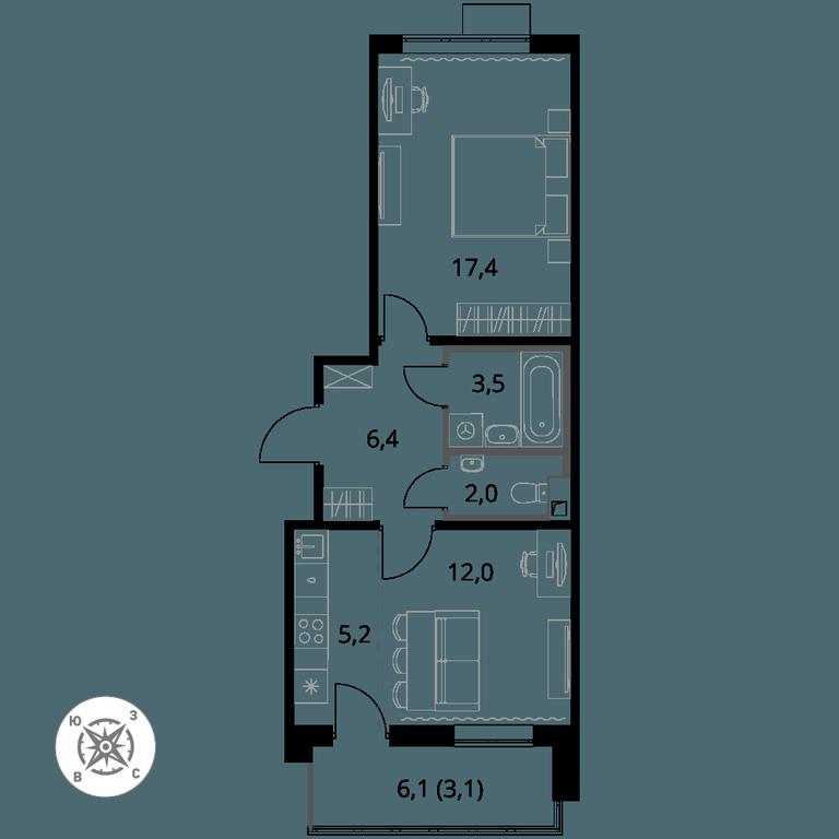 2-BD Apartment Sale, 49.6 sq. m. at Pervy Sheremetevskij, Komsomolskaya Street, 16, Khimki, Moscow Region, Russia #1 2-BD Apartment Sale, 49.6 sq. m. at Pervy Sheremetevskij, Komsomolskaya Street, 16, Khimki, Moscow Region, Russia #1