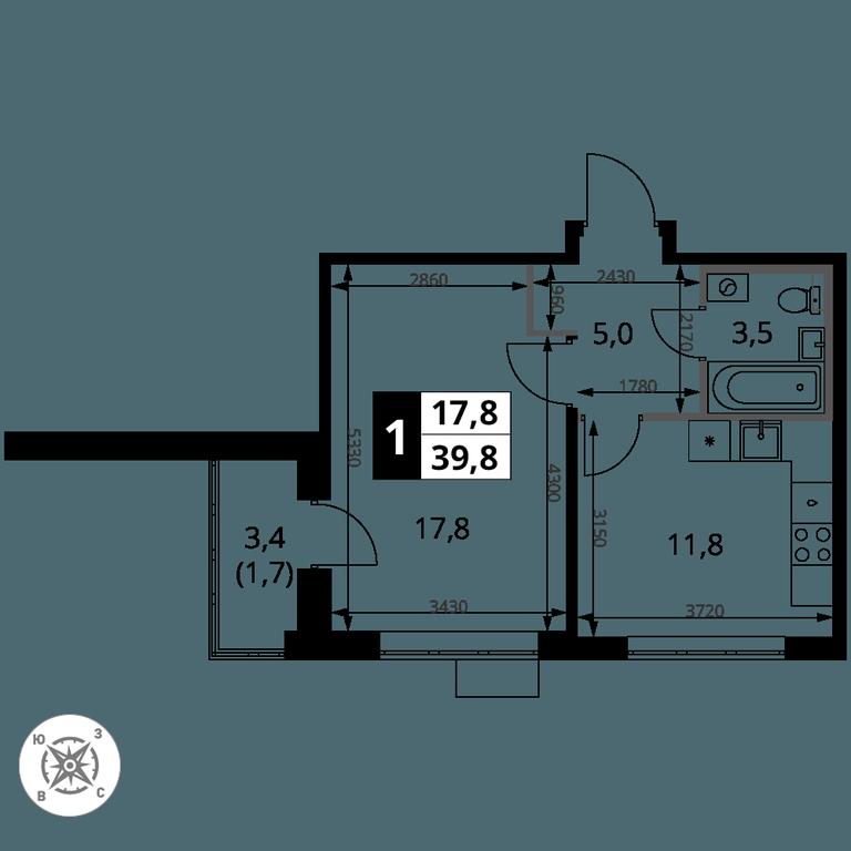 1-BD Apartment Sale, 39.8 sq. m. at Pervy Sheremetevskij, Komsomolskaya Street, 16, Khimki, Moscow Region, Russia #2 1-BD Apartment Sale, 39.8 sq. m. at Pervy Sheremetevskij, Komsomolskaya Street, 16, Khimki, Moscow Region, Russia #2
