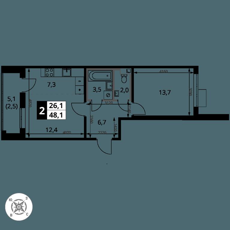 2-BD Apartment Sale, 48.1平方米 at Pervy Sheremetevskij, Komsomolskaya Street, 16, Khimki, Moscow Region, Russia #2 2-BD Apartment Sale, 48.1平方米 at Pervy Sheremetevskij, Komsomolskaya Street, 16, Khimki, Moscow Region, Russia #2