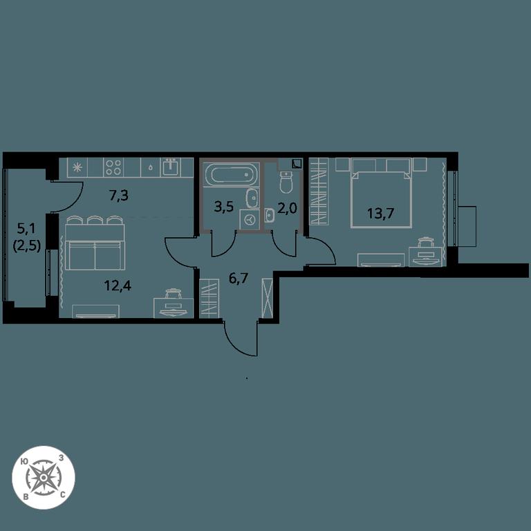 2-BD Apartment Sale, 48.1平方米 at Pervy Sheremetevskij, Komsomolskaya Street, 16, Khimki, Moscow Region, Russia #1 2-BD Apartment Sale, 48.1平方米 at Pervy Sheremetevskij, Komsomolskaya Street, 16, Khimki, Moscow Region, Russia #1