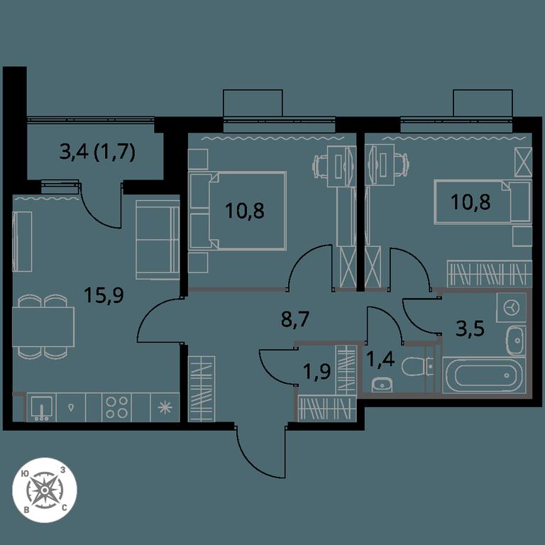 2-BD Apartment Sale, 54.7平方米 at Pervy Sheremetevskij, Komsomolskaya Street, 16, Khimki, Moscow Region, Russia #1 2-BD Apartment Sale, 54.7平方米 at Pervy Sheremetevskij, Komsomolskaya Street, 16, Khimki, Moscow Region, Russia #1