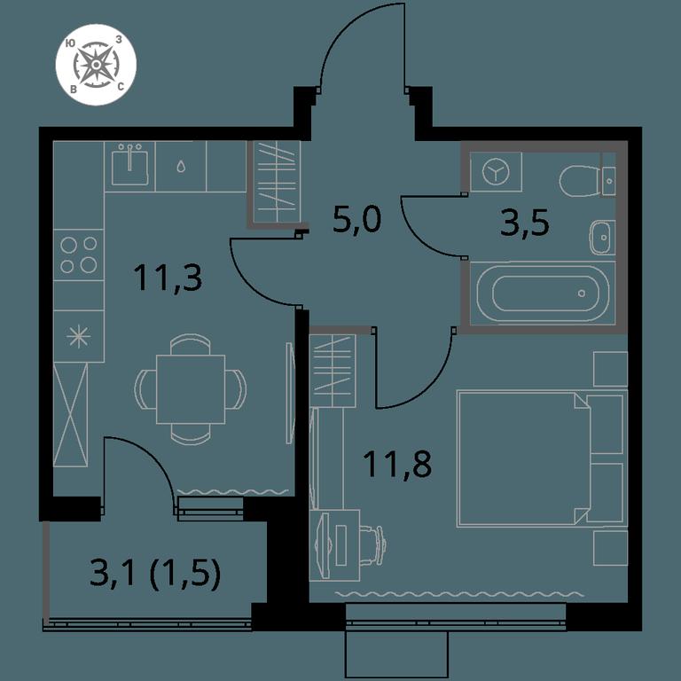 1-BD Apartment Sale, 33.1 sq. m. at Pervy Sheremetevskij, Komsomolskaya Street, 16, Khimki, Moscow Region, Russia #1 1-BD Apartment Sale, 33.1 sq. m. at Pervy Sheremetevskij, Komsomolskaya Street, 16, Khimki, Moscow Region, Russia #1