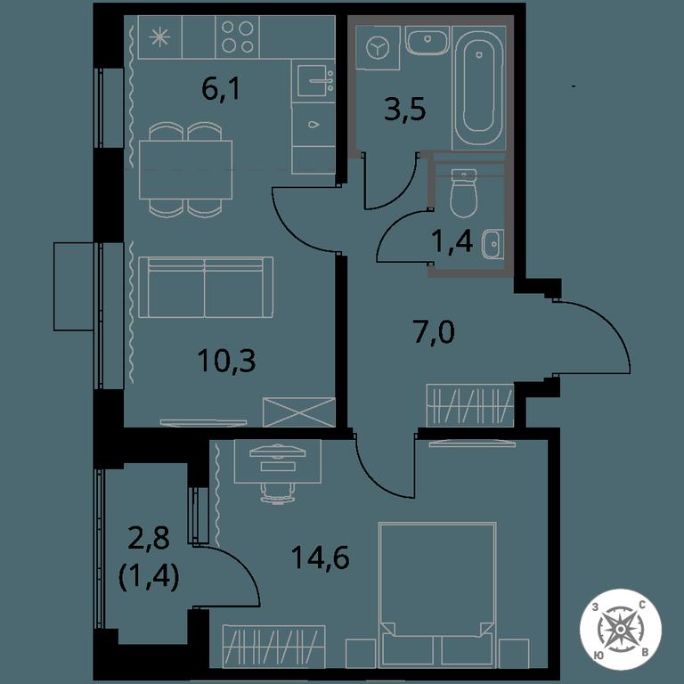 2-BD Apartment Sale, 44.3 sq. m. at Pervy Sheremetevskij, Komsomolskaya Street, 16, Khimki, Moscow Region, Russia #1 2-BD Apartment Sale, 44.3 sq. m. at Pervy Sheremetevskij, Komsomolskaya Street, 16, Khimki, Moscow Region, Russia #1