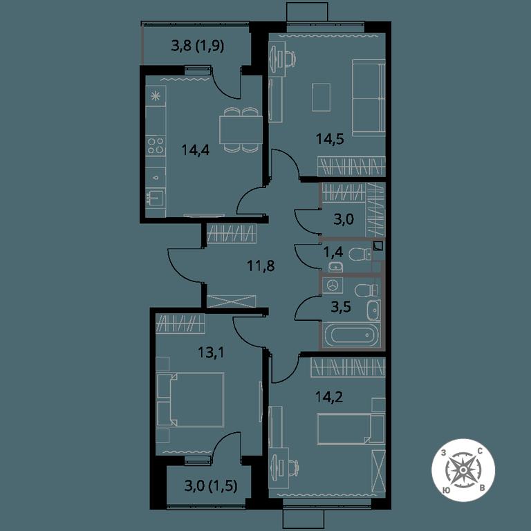 3-BD Apartment Sale, 79.3 sq. m. at Pervy Sheremetevskij, Komsomolskaya Street, 16, Khimki, Moscow Region, Russia #1 3-BD Apartment Sale, 79.3 sq. m. at Pervy Sheremetevskij, Komsomolskaya Street, 16, Khimki, Moscow Region, Russia #1