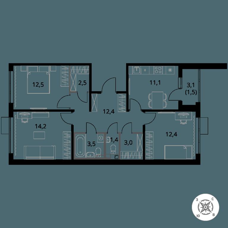 3-BD Apartment Sale, 74.5 sq. m. at Pervy Sheremetevskij, Komsomolskaya Street, 16, Khimki, Moscow Region, Russia #1 3-BD Apartment Sale, 74.5 sq. m. at Pervy Sheremetevskij, Komsomolskaya Street, 16, Khimki, Moscow Region, Russia #1