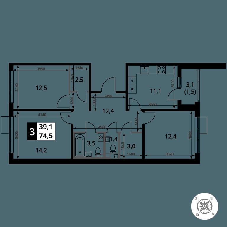3-BD Apartment Sale, 74.5 sq. m. at Pervy Sheremetevskij, Komsomolskaya Street, 16, Khimki, Moscow Region, Russia #2 3-BD Apartment Sale, 74.5 sq. m. at Pervy Sheremetevskij, Komsomolskaya Street, 16, Khimki, Moscow Region, Russia #2