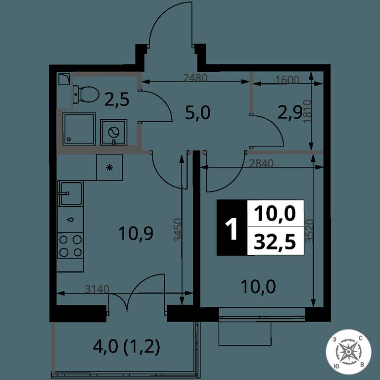1-BD Apartment Sale, 32.5 sq. m. at Pervy Sheremetevskij, Komsomolskaya Street, 16, Khimki, Moscow Region, Russia #2