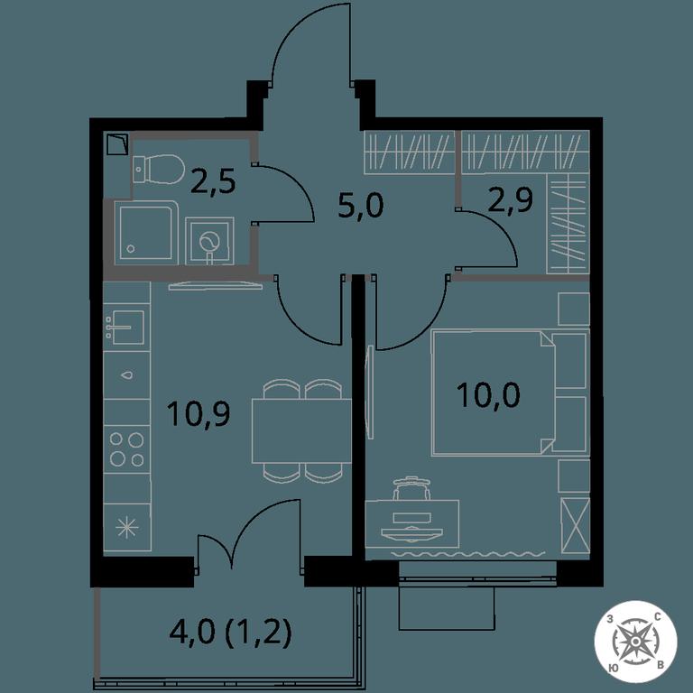 1-BD Apartment Sale, 32.5 sq. m. at Pervy Sheremetevskij, Komsomolskaya Street, 16, Khimki, Moscow Region, Russia #1