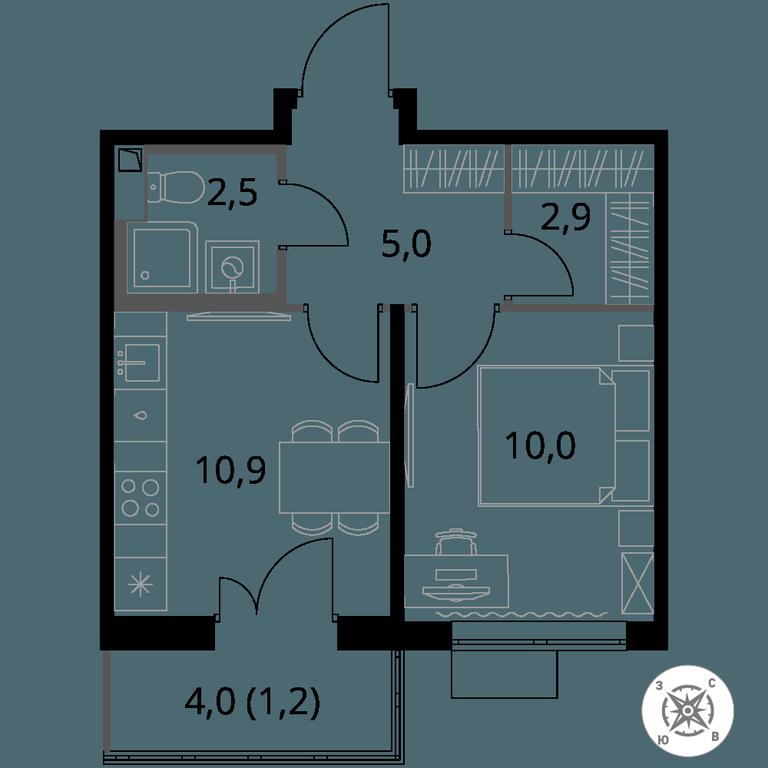 1-BD Apartment Sale, 32.5 sq. m. at Pervy Sheremetevskij, Komsomolskaya Street, 16, Khimki, Moscow Region, Russia #1