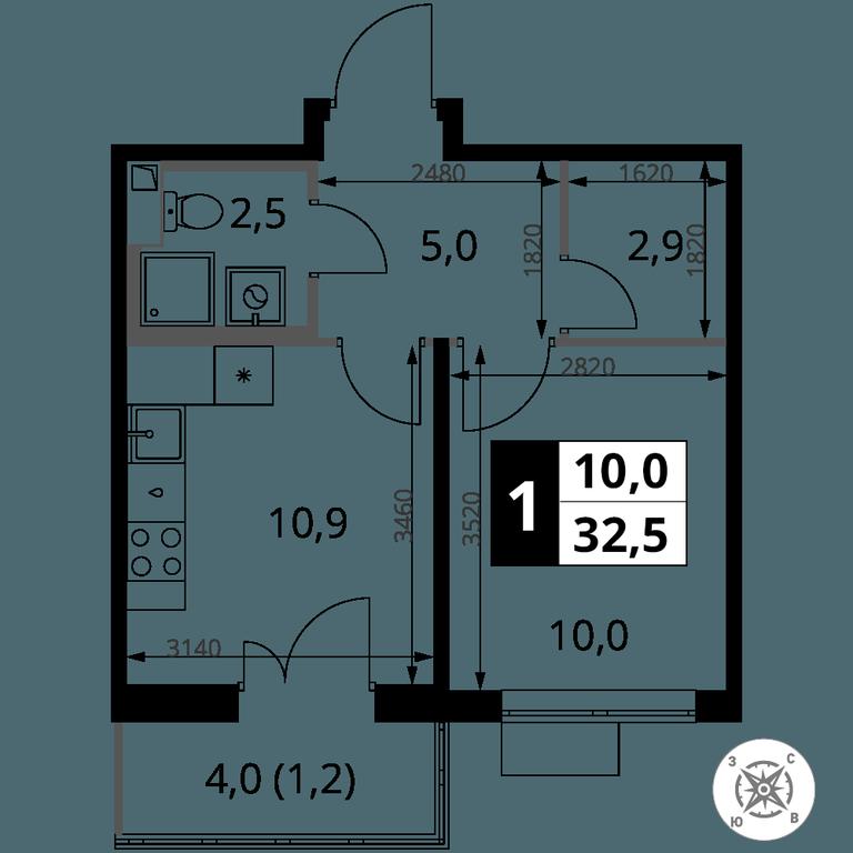 1-BD Apartment Sale, 32.5 sq. m. at Pervy Sheremetevskij, Komsomolskaya Street, 16, Khimki, Moscow Region, Russia #2