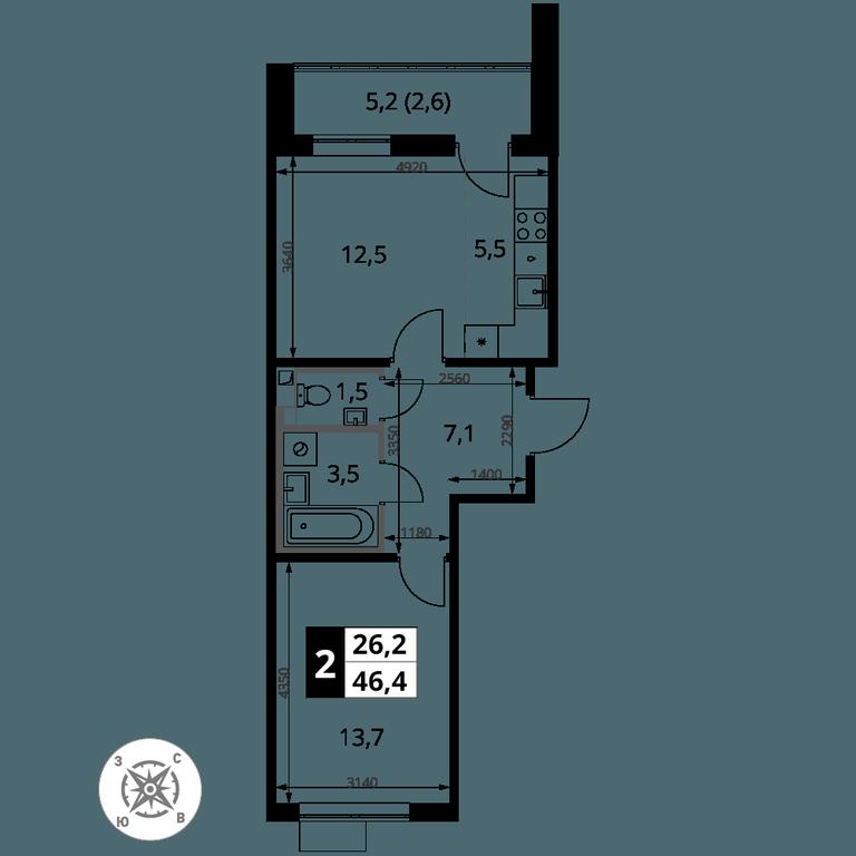 2-BD Apartment Sale, 46.4 sq. m. at Pervy Sheremetevskij, Komsomolskaya Street, 16, Khimki, Moscow Region, Russia #2 2-BD Apartment Sale, 46.4 sq. m. at Pervy Sheremetevskij, Komsomolskaya Street, 16, Khimki, Moscow Region, Russia #2