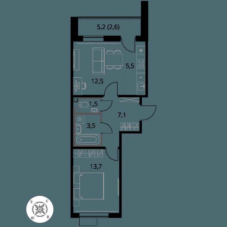 2-BD Apartment Sale, 46.4 sq. m. at Pervy Sheremetevskij, Komsomolskaya Street, 16, Khimki, Moscow Region, Russia #1 2-BD Apartment Sale, 46.4 sq. m. at Pervy Sheremetevskij, Komsomolskaya Street, 16, Khimki, Moscow Region, Russia #1