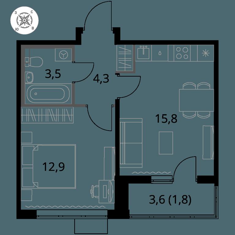 1-BD Apartment Sale, 38.3 sq. m. at Pervy Sheremetevskij, Komsomolskaya Street, 16, Khimki, Moscow Region, Russia #1 1-BD Apartment Sale, 38.3 sq. m. at Pervy Sheremetevskij, Komsomolskaya Street, 16, Khimki, Moscow Region, Russia #1