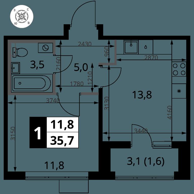 1-BD Apartment Sale, 35.7 sq. m. at Pervy Sheremetevskij, Komsomolskaya Street, 16, Khimki, Moscow Region, Russia #2 1-BD Apartment Sale, 35.7 sq. m. at Pervy Sheremetevskij, Komsomolskaya Street, 16, Khimki, Moscow Region, Russia #2