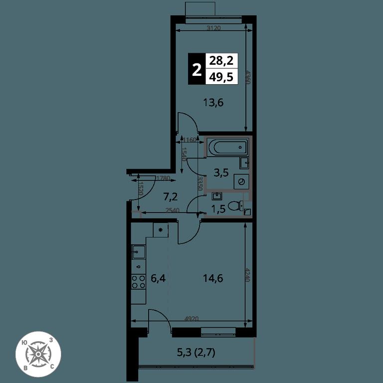 2-BD Apartment Sale, 49.5平方米 at Pervy Sheremetevskij, Komsomolskaya Street, 16, Khimki, Moscow Region, Russia #2 2-BD Apartment Sale, 49.5平方米 at Pervy Sheremetevskij, Komsomolskaya Street, 16, Khimki, Moscow Region, Russia #2