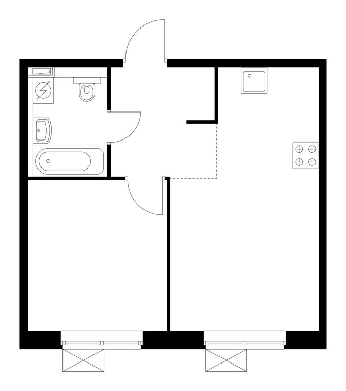 1-BD Apartment Sale, 38.8平方米 at Vostochnoe Butovo, Krymskaya Street, 13, rabochiy posyolok Bobrovo, Leninskiy City District, Moscow Region, Russia #1