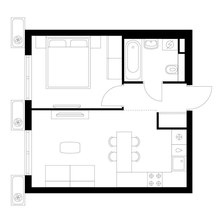 1-BD Apartment Sale, 35.9平方米 at Vostochnoe Butovo, Krymskaya Street, 13, rabochiy posyolok Bobrovo, Leninskiy City District, Moscow Region, Russia #1