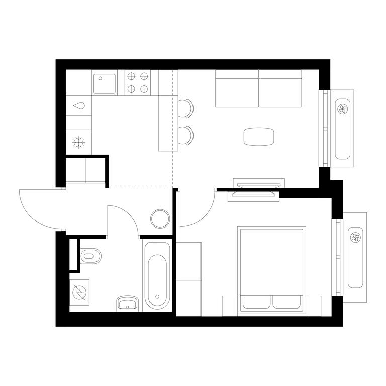 1-BD Apartment Sale, 33.3平方米 at Vostochnoe Butovo, Krymskaya Street, 13, rabochiy posyolok Bobrovo, Leninskiy City District, Moscow Region, Russia #1