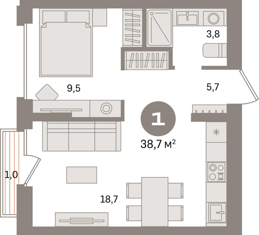 1-BD Apartment Sale, 38.7平方米 at Pervy kvartal, Kalinovaya ulitsa, derevnya Sapronovo, Leninskiy City District, Moscow Region, Russia #1 1-BD Apartment Sale, 38.7平方米 at Pervy kvartal, Kalinovaya ulitsa, derevnya Sapronovo, Leninskiy City District, Moscow Region, Russia #1