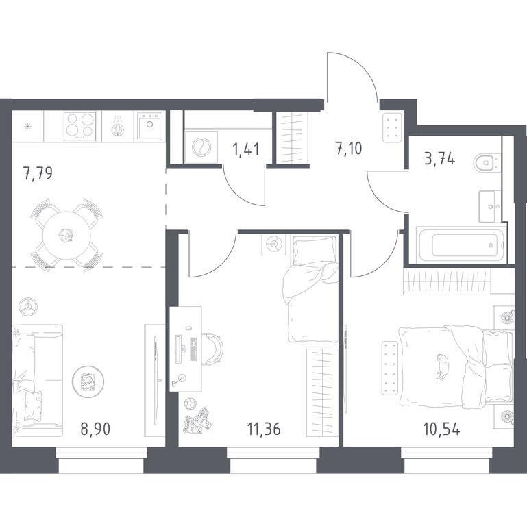 1-BD Apartment Sale, 50.84 sq. m. at Kvartal Strogino, zhiloy kompleks Kvartal Strogino, Krasnogorsk, Moscow Region, Russia #1