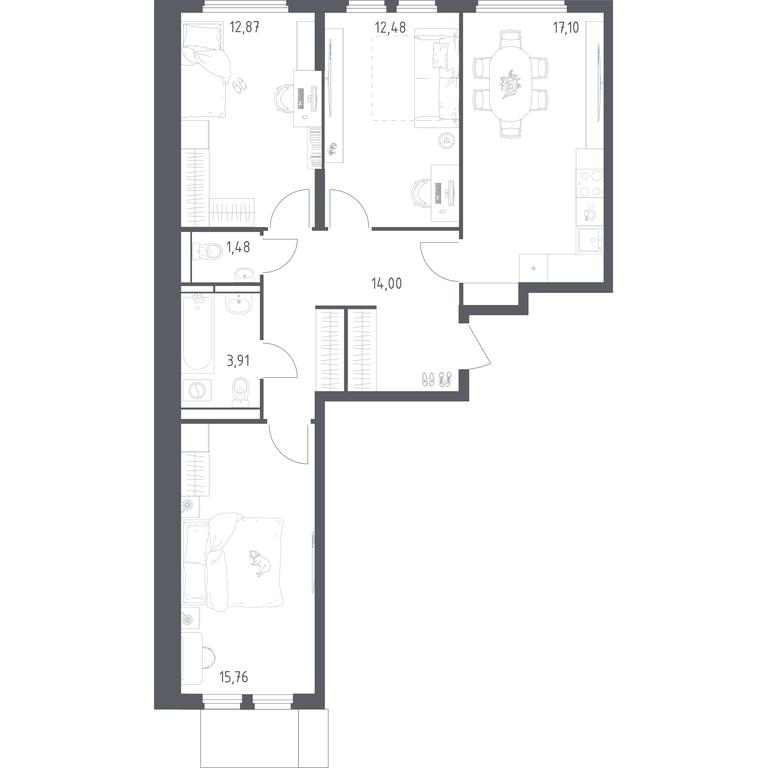 2-BD Apartment Sale, 77.6 sq. m. at Ostafevo, Ostafyevskoe Highway, 12к1, Ryazanovskoe Settlement, Moscow, Russia #1 2-BD Apartment Sale, 77.6 sq. m. at Ostafevo, Ostafyevskoe Highway, 12к1, Ryazanovskoe Settlement, Moscow, Russia #1