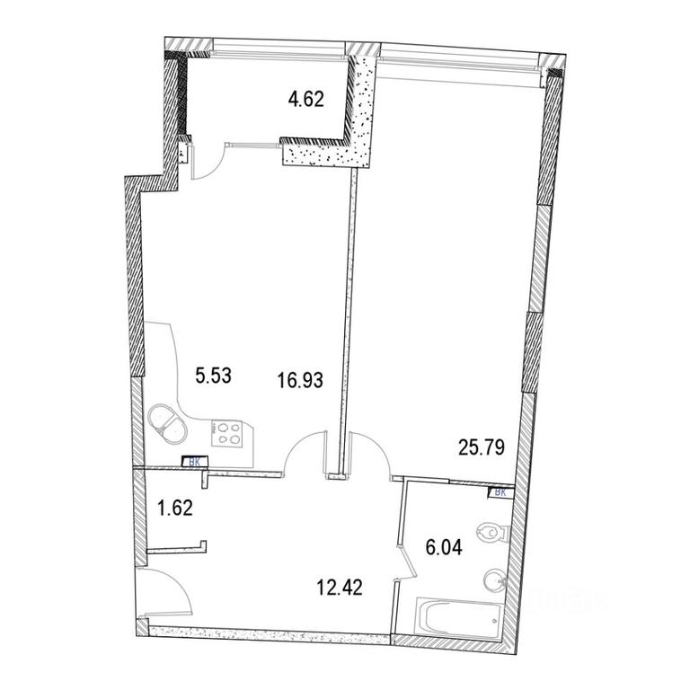 1-BD Apartment Sale, 71.9 sq. m. at Marshal, Marshala Rybalko Street, Moscow, Russia #1