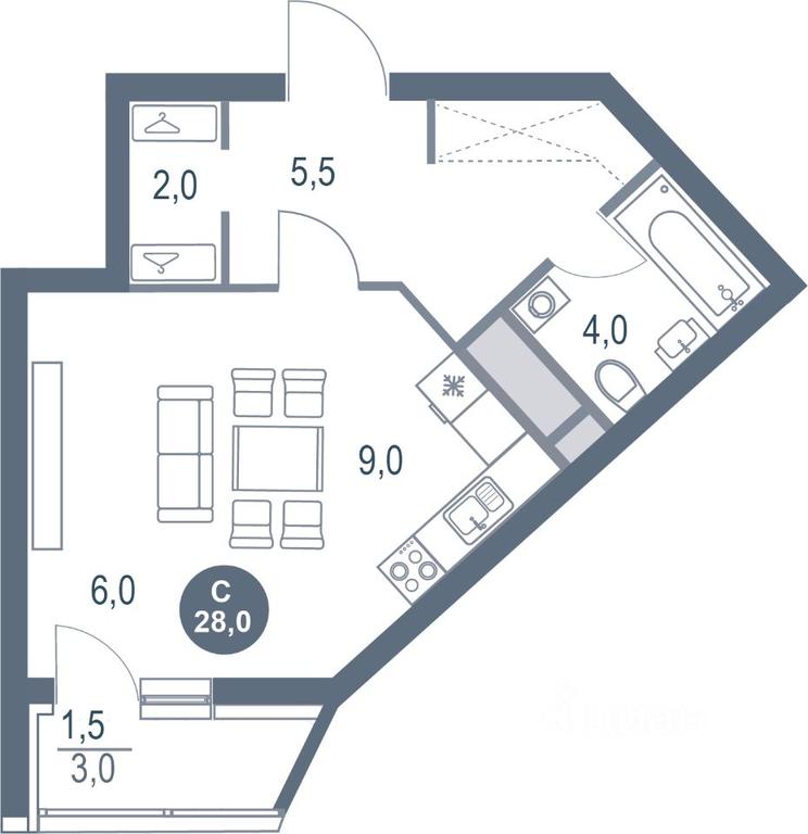Apartment Sale, 28 sq. m. at Rusich Kotelniki Park, mikrorayon Yuzhny, Kotelniki, Moscow Region, Russia #1 Apartment Sale, 28 sq. m. at Rusich Kotelniki Park, mikrorayon Yuzhny, Kotelniki, Moscow Region, Russia #1