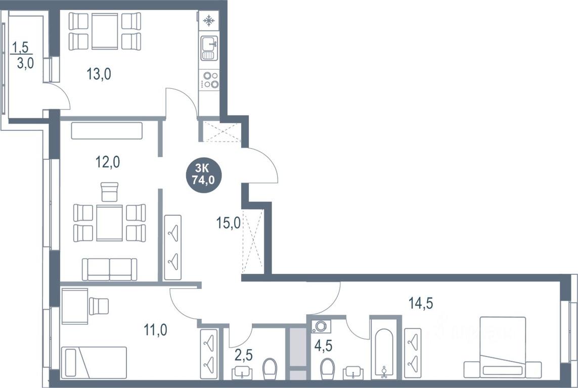 2-BD Apartment Sale, 74 sq. m. at Rusich Kotelniki Park, mikrorayon Yuzhny, Kotelniki, Moscow Region, Russia #1 2-BD Apartment Sale, 74 sq. m. at Rusich Kotelniki Park, mikrorayon Yuzhny, Kotelniki, Moscow Region, Russia #1