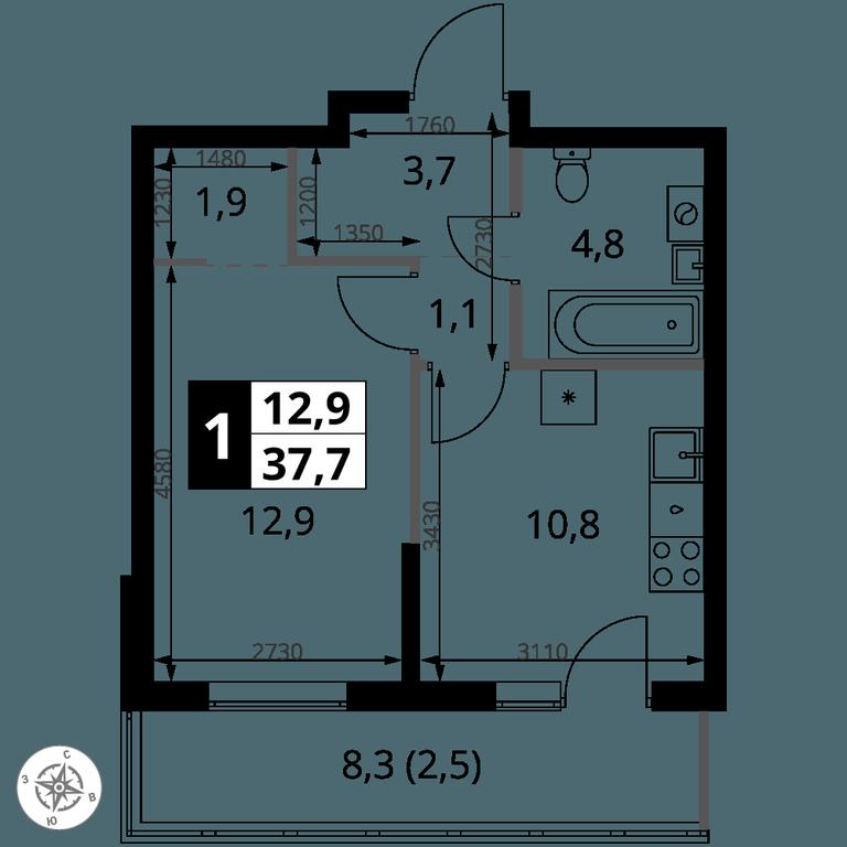 1-BD Apartment Sale, 37.7 sq. m. at 1 Yasenevskij, Kvartal № 24, Mosrentgen Settlement, Moscow, Russia #1 1-BD Apartment Sale, 37.7 sq. m. at 1 Yasenevskij, Kvartal № 24, Mosrentgen Settlement, Moscow, Russia #1