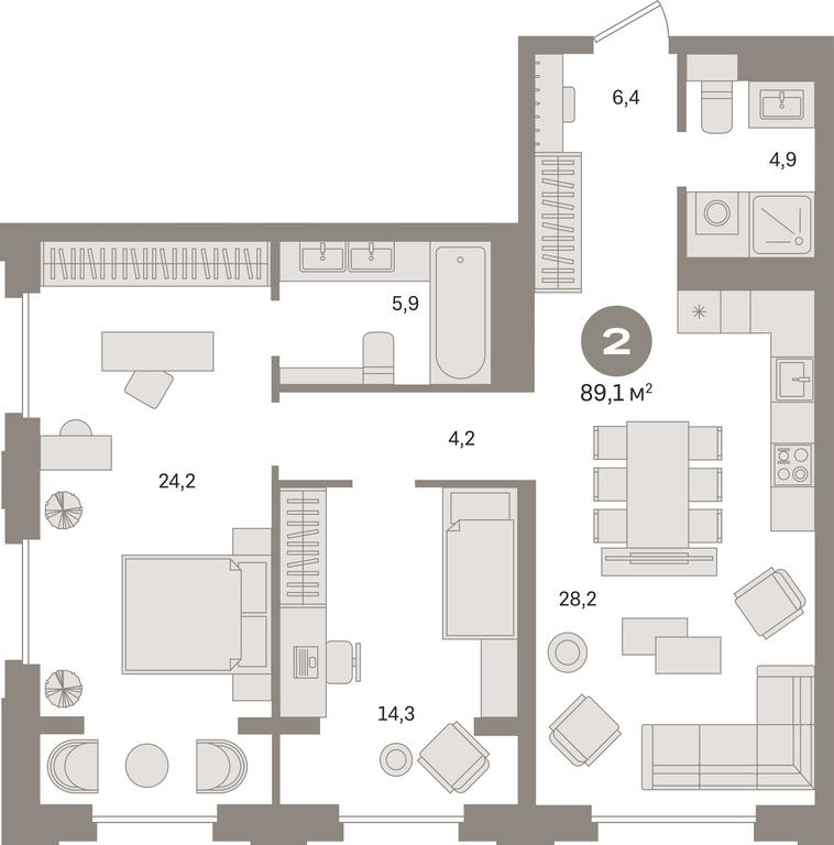 2-BD Apartment Sale, 89.1 sq. m. at Kvartal «MONS», Ogorodny Drive, Moscow, Russia #1 2-BD Apartment Sale, 89.1 sq. m. at Kvartal «MONS», Ogorodny Drive, Moscow, Russia #1
