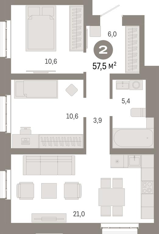 2-BD Apartment Sale, 57.5 sq. m. at Kvartal Metronom, Tagilskaya Street, Moscow, Russia #1 2-BD Apartment Sale, 57.5 sq. m. at Kvartal Metronom, Tagilskaya Street, Moscow, Russia #1