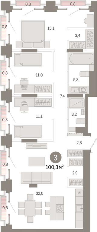 3-BD Apartment Sale, 100.3 sq. m. at Kvartal Metronom, Tagilskaya Street, Moscow, Russia #1 3-BD Apartment Sale, 100.3 sq. m. at Kvartal Metronom, Tagilskaya Street, Moscow, Russia #1