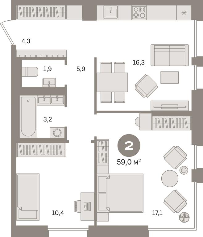 2-BD Apartment Sale, 59 sq. m. at Kvartal Gercena, zhiloy kompleks Kvartal Gertsena, Moscow, Russia #1 2-BD Apartment Sale, 59 sq. m. at Kvartal Gercena, zhiloy kompleks Kvartal Gertsena, Moscow, Russia #1