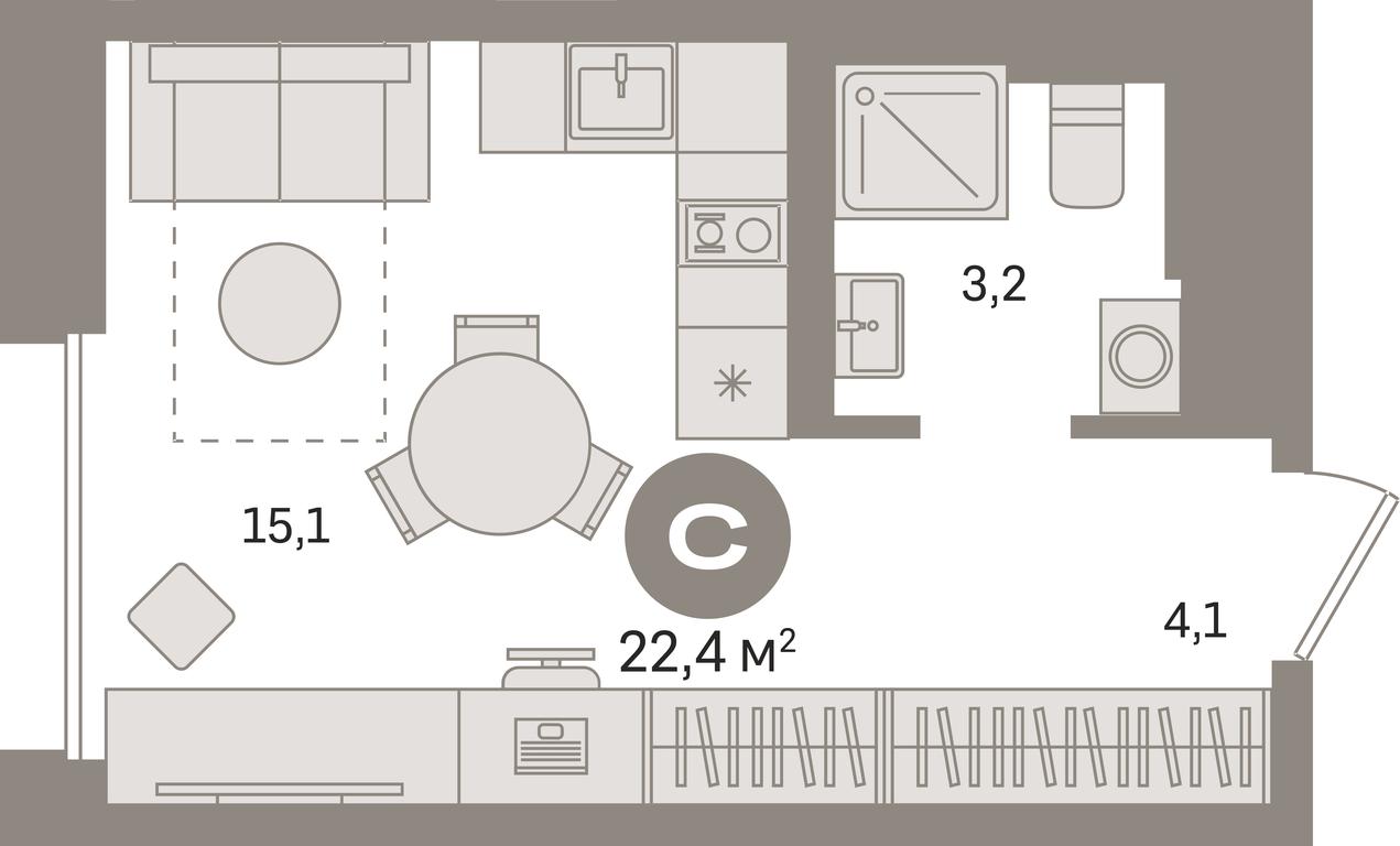 Apartment Sale, 22.4平方米 at Kvartal Gercena, zhiloy kompleks Kvartal Gertsena, Moscow, Russia #1 Apartment Sale, 22.4平方米 at Kvartal Gercena, zhiloy kompleks Kvartal Gertsena, Moscow, Russia #1
