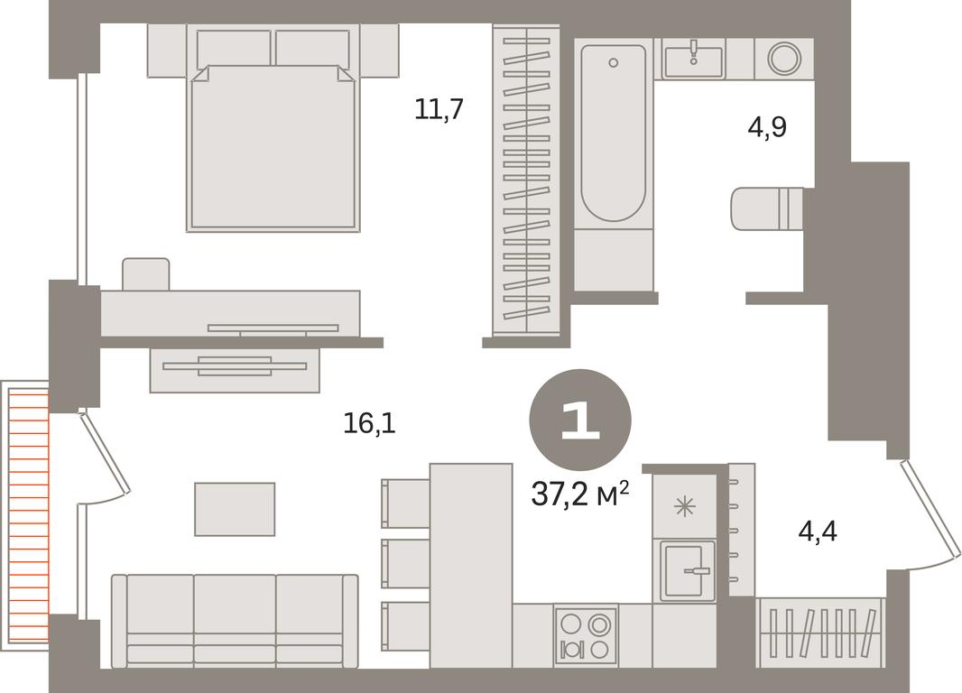 1-BD Apartment Sale, 37.2 sq. m. at Kvartal Gercena, zhiloy kompleks Kvartal Gertsena, Moscow, Russia #1 1-BD Apartment Sale, 37.2 sq. m. at Kvartal Gercena, zhiloy kompleks Kvartal Gertsena, Moscow, Russia #1