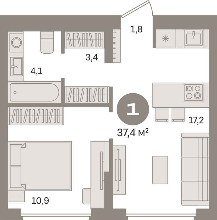 1-BD Apartment Sale, 37.4 sq. m. at Pervy kvartal, Kalinovaya ulitsa, derevnya Sapronovo, Leninskiy City District, Moscow Region, Russia #1 1-BD Apartment Sale, 37.4 sq. m. at Pervy kvartal, Kalinovaya ulitsa, derevnya Sapronovo, Leninskiy City District, Moscow Region, Russia #1