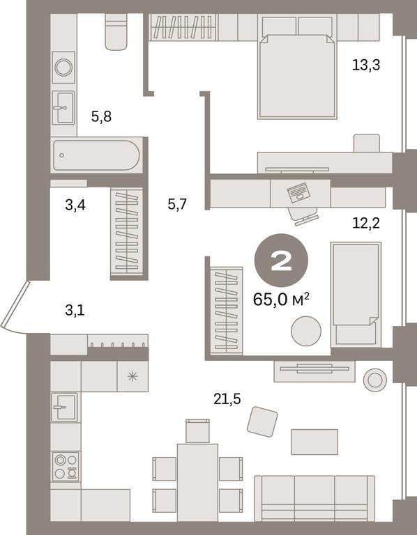 2-BD Apartment Sale, 65 sq. m. at Pervy kvartal, Kalinovaya ulitsa, derevnya Sapronovo, Leninskiy City District, Moscow Region, Russia #1 2-BD Apartment Sale, 65 sq. m. at Pervy kvartal, Kalinovaya ulitsa, derevnya Sapronovo, Leninskiy City District, Moscow Region, Russia #1